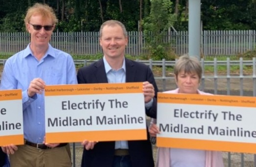 Neil campaigning to electrify the Midland Mainline