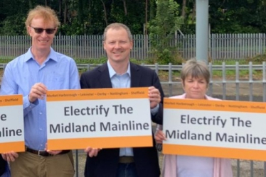 Neil campaigning to electrify the Midland Mainline